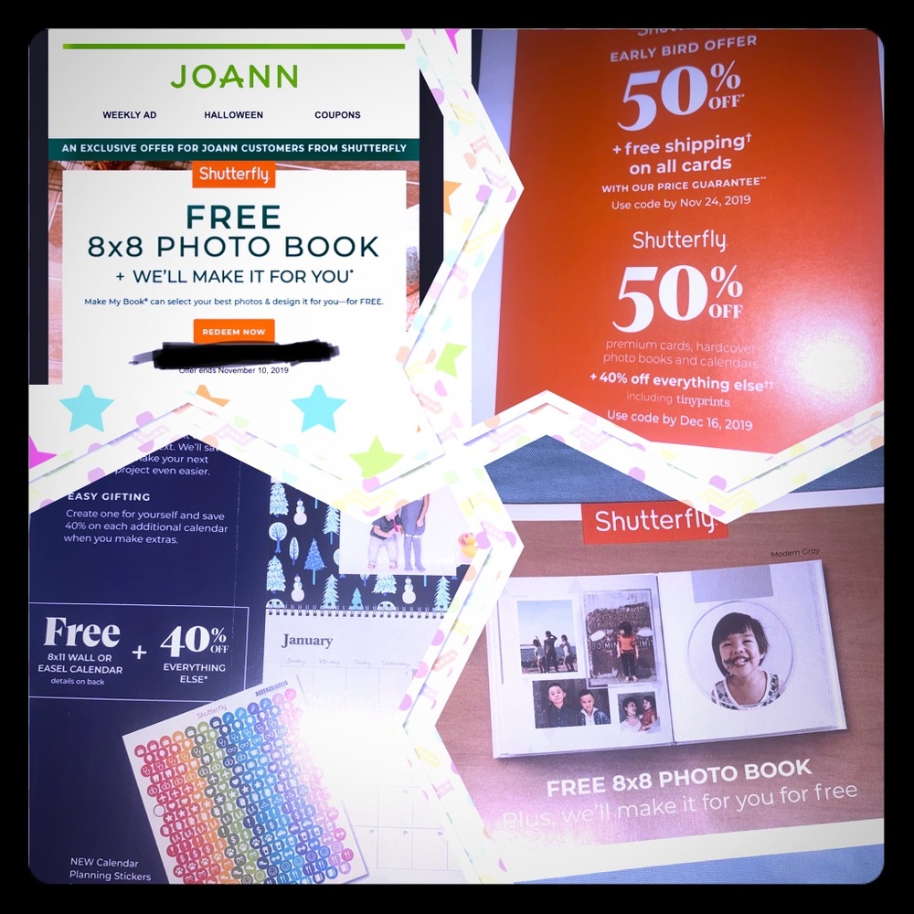 Shutterfly.com promo code bundle of 7 codes